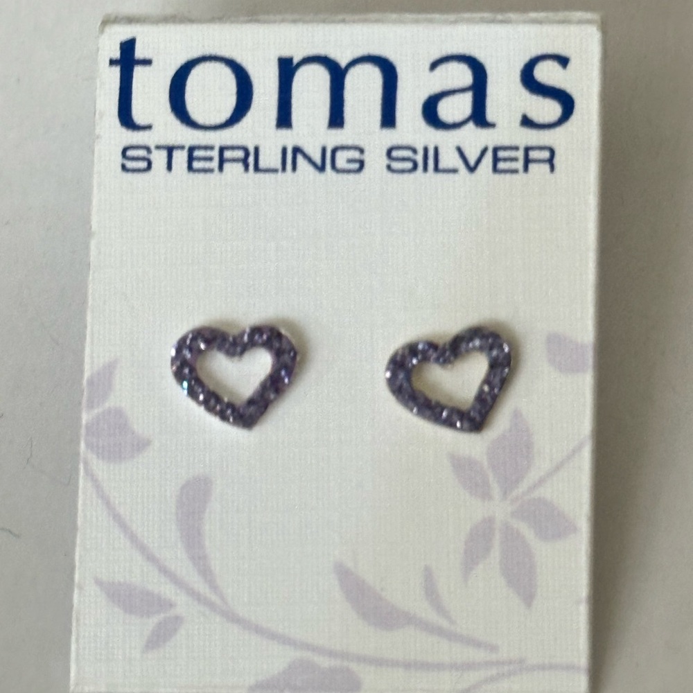 Tomas Sterling silver little girl purple and silver tone earrings